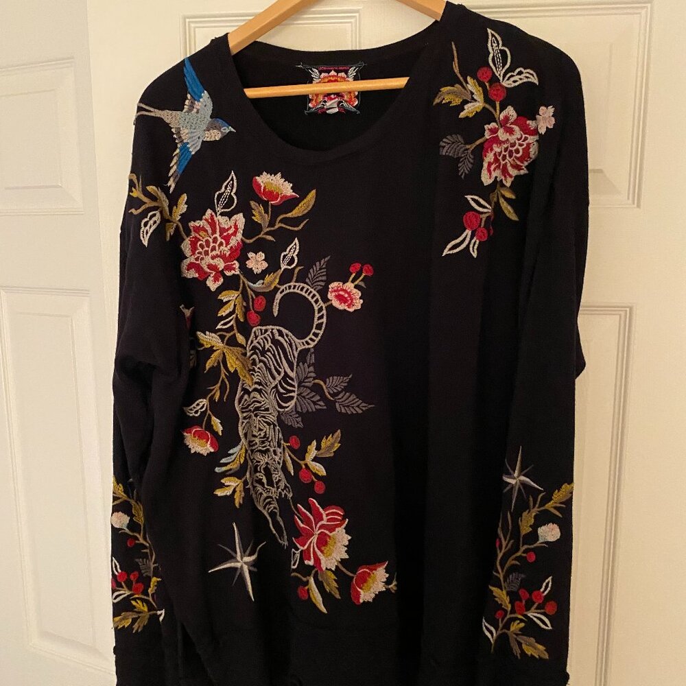 Johnny Was Embroidered Sweatshirt